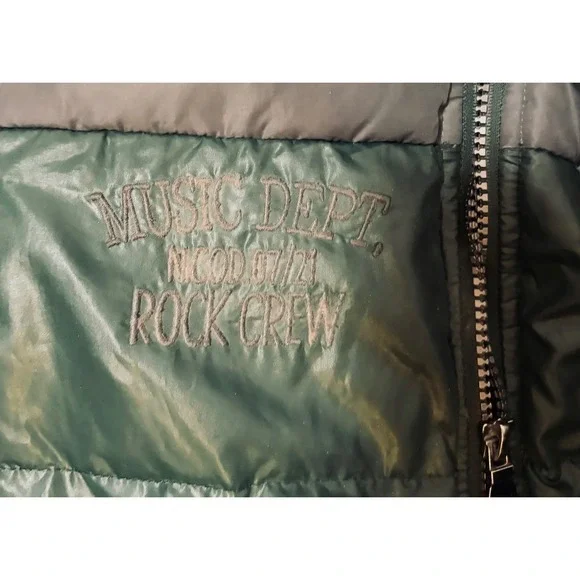 United Colors of Benetton Boys 7-8 Down Puffer Jacket Faux Fur Hood Green Grey - Picture 6 of 9